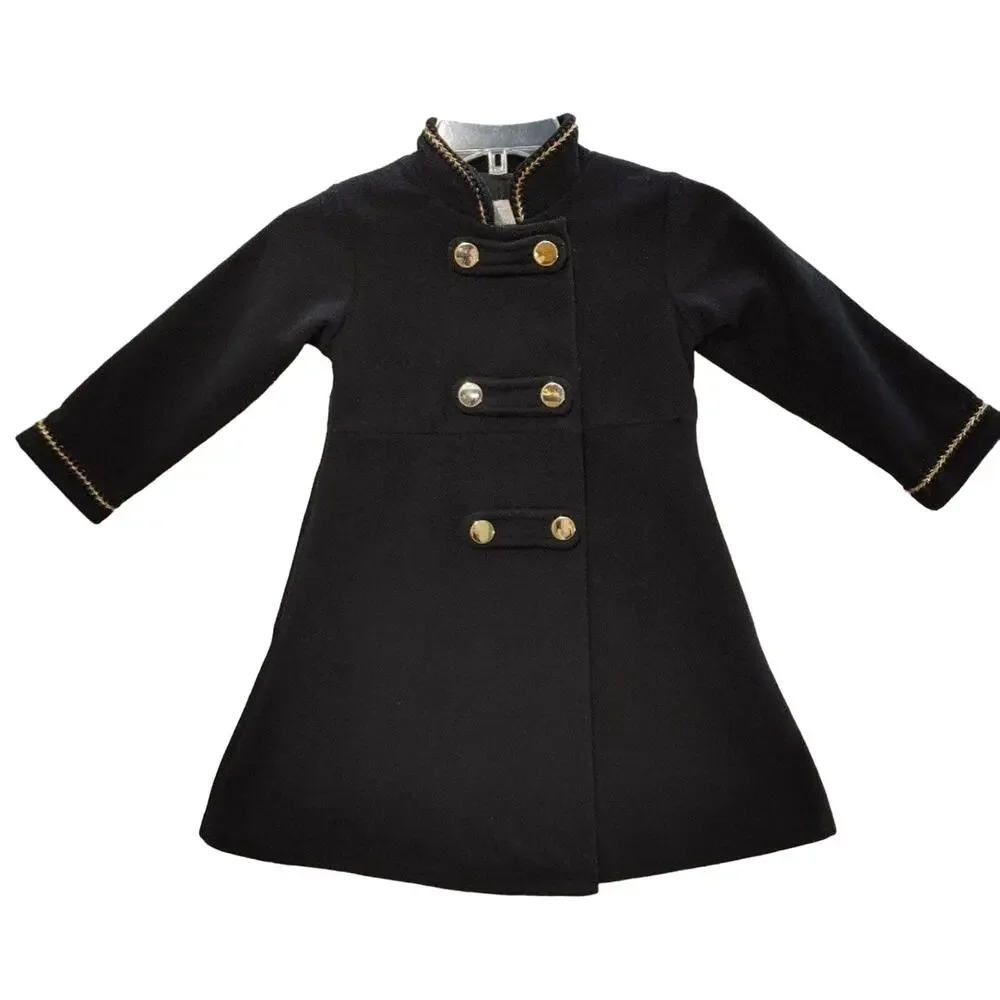 Copper Key Military Style Peacoat Double Breasted Gold-Tone Buttons Girls Sz 4/5